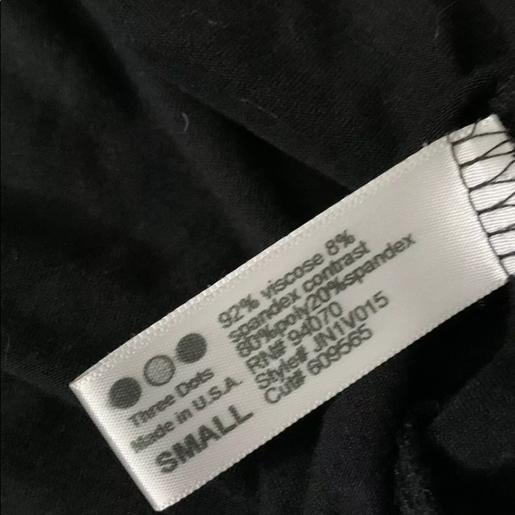 Three dots Black Plunge V Neck Sheer Shoulder top - Picture 5 of 5